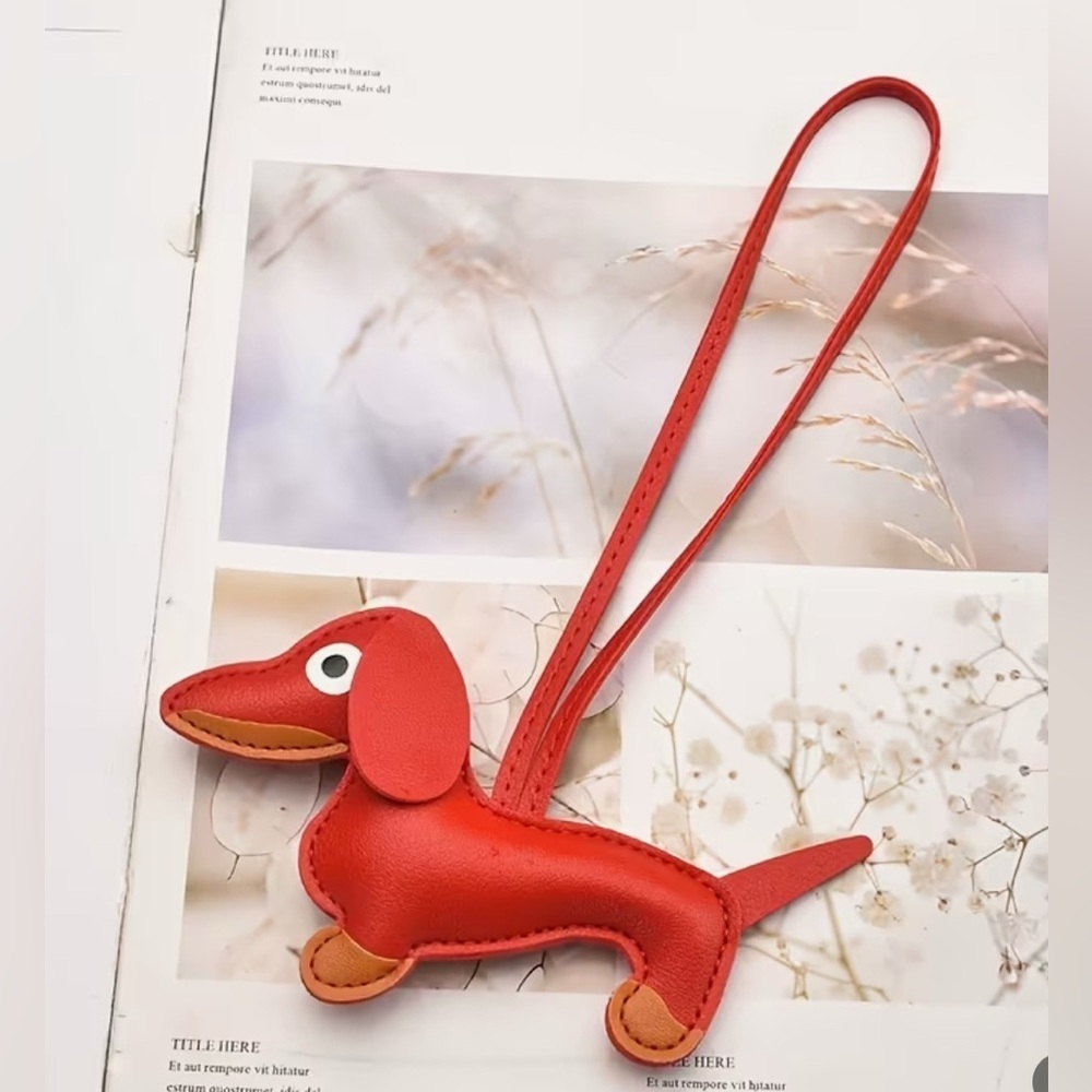 NEW Dachshund Leather Bag Charm